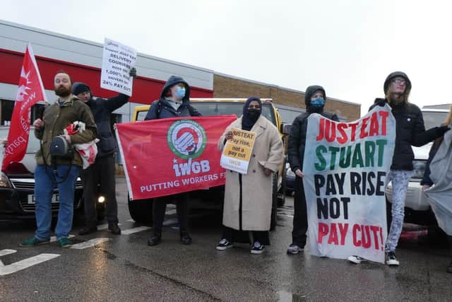 Couriers began striking on December 6, after Stuart Delivery cut the minimum delivery pay by 24 per cent, from £4.50 to £3.40.
