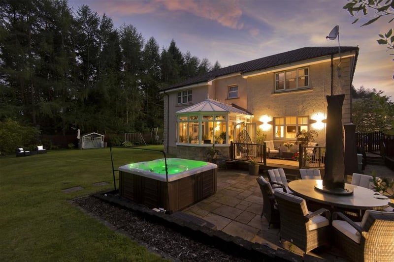 Patio with hot tub area.