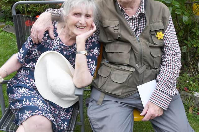 Madge and Peter Wolstenholme on their 63rd wedding anniversary last year.