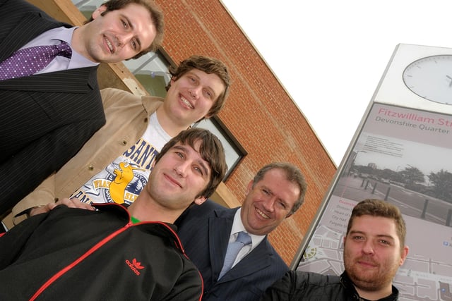 Pictured  in 2008 after clinching the deal on the new Bowery bar, on the corner of Fitzwilliam Street and Division Street in Sheffield, are Joe Birkby from Hlw, James O'Hara, Michael Dean, David Jameson from Hlw and former artic monkey, Andy Nicholson.