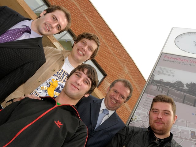 Pictured  in 2008 after clinching the deal on the new Bowery bar, on the corner of Fitzwilliam Street and Division Street in Sheffield, are Joe Birkby from Hlw, James O'Hara, Michael Dean, David Jameson from Hlw and former artic monkey, Andy Nicholson.