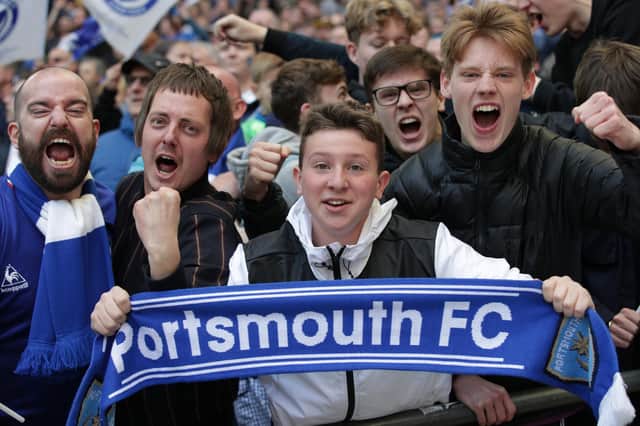 Portsmouth fans at the EFL Trophy Final at Wembley in 2019.