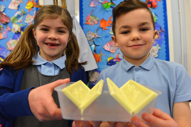 Science Week at West Park Primary School and pictured doing some chocolate welding in 2017 were Madeline Bates and Sonny Watson, both 7.
