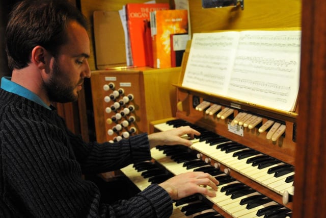 Daniel Cook playing the organ at Stranton Church in 2011.