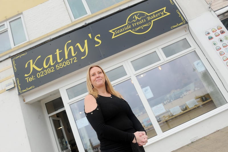 Kathy Wingate opened Kathy's Seaside Treats Bakery in Marine Parade West, Lee-on-the-Solent, on March 20, 2021. Picture: Sarah Standing (230321-5298)