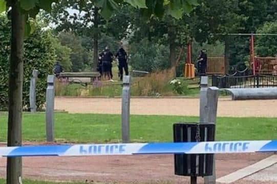 Police were forced to shoot serial offender James, Cooke, aged 27, of White Lane, Sheffield, with a rubber bullet at Manor Fields Park, pictured, off City Road, Sheffield.