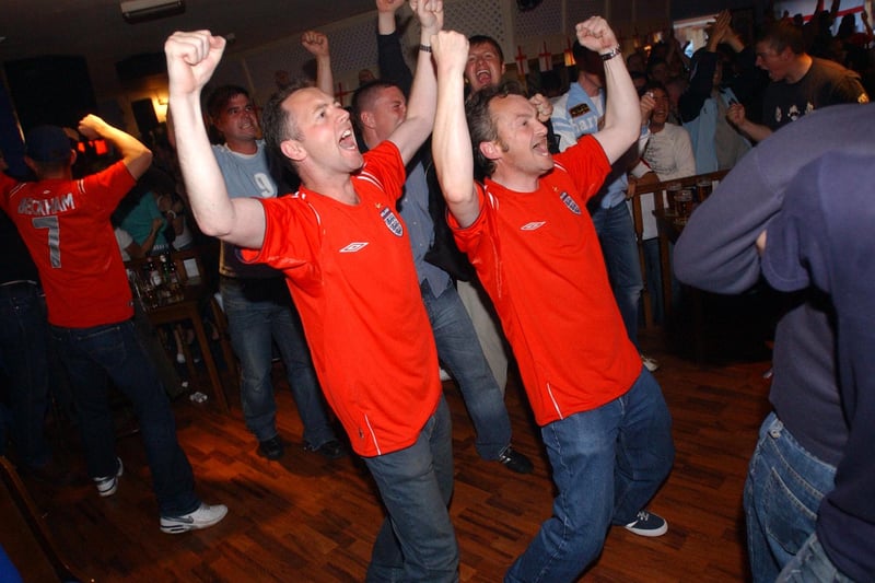 Joy for these fans in The Spot as England score against Croatia.