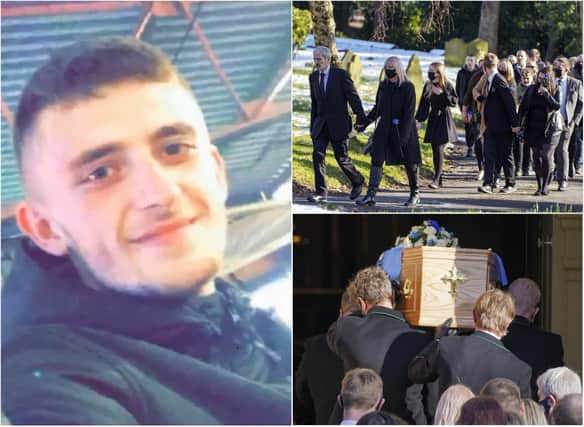 Friends and relatives gathered in Swinton yesterday for the funeral of gunshot victim Lewis Williams, aged 20.