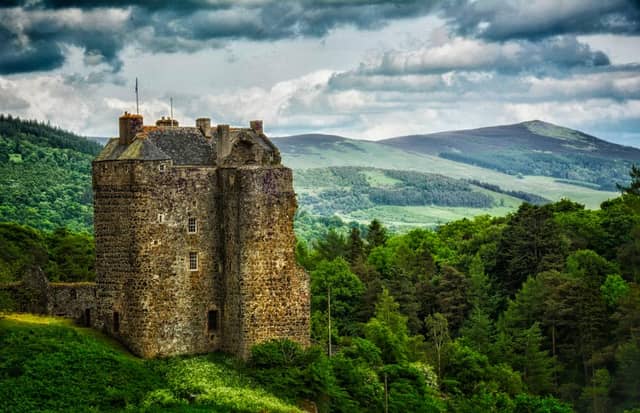 Neidpath Castle is an imposing presence on the banks of the River Tweed in the Scottish Borders.