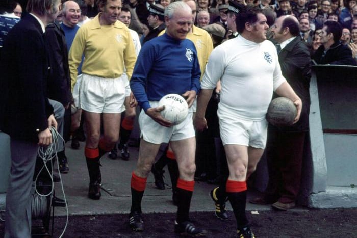 Seen here in a show-game in season 1975-76, McColl led Rangers to the title twice during his time as Ibrox captain 1957-1960.