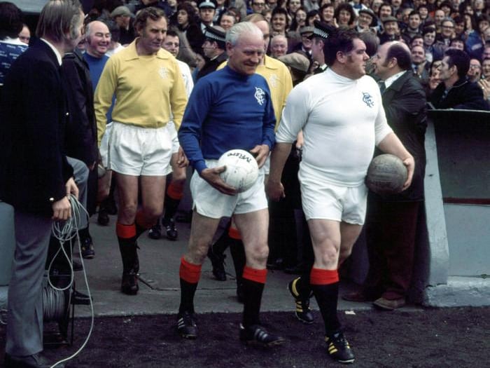 Seen here in a show-game in season 1975-76, McColl led Rangers to the title twice during his time as Ibrox captain 1957-1960.