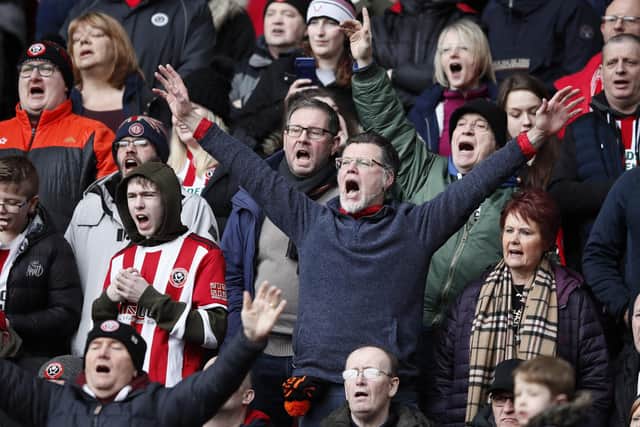 Sheffield United fans cheer their team on at Bramall Lane: Simon Bellis/Sportimage