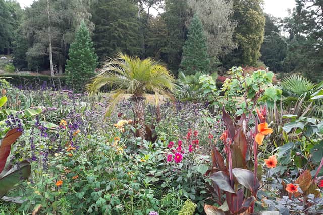 The tropical garden is the most colourful part of the estate.