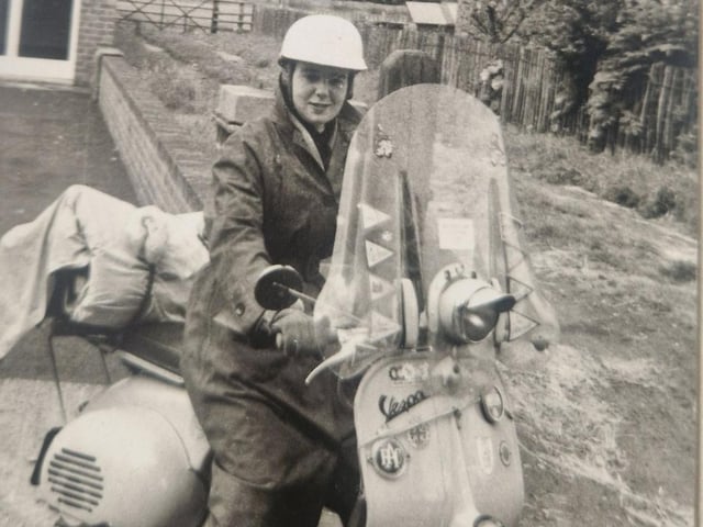 Margaret Vickers in her 20s. She was one of the first people in Rotherham to own a Vespa scooter