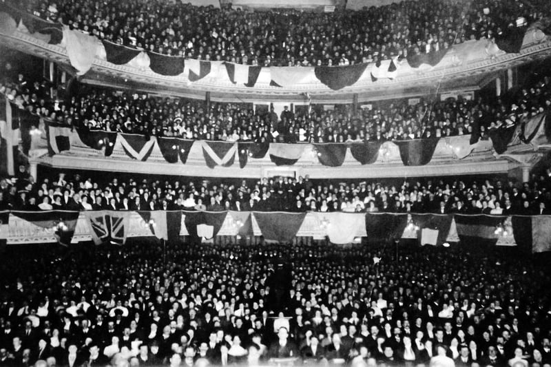 A packed Kings Theatre full of Crimean War and Mutiny veterans to celebrate the occasion.
Picture: Robert James collection