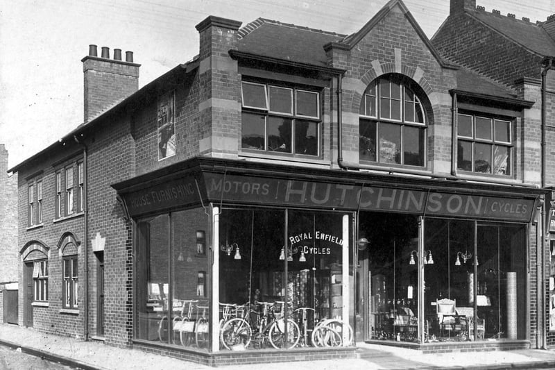 Edwin Hutchinson bought this plot of land in 1912 and built a shop which opened in 1913
He sold bicycles but, due to the First World War, he could no longer obtain them and demand stopped.
He then turned to selling furniture which is still continued to this day.