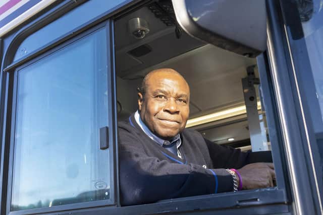 Linford Stephenson on his final day as a driver at First Bus after 44 years. Picture Scott Merrylees