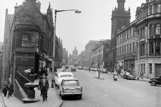 A view of George IV Bridge, with the Greyfriars Bobby statue to the left, taken in 1965.