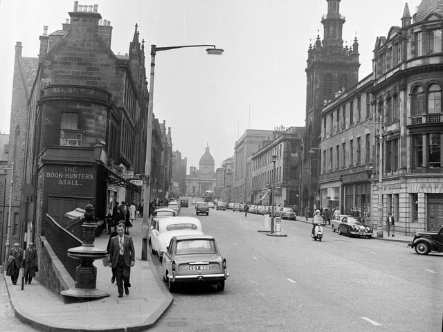A view of George IV Bridge, with the Greyfriars Bobby statue to the left, taken in 1965.