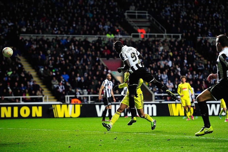 Papiss Cisse made a habit of scoring late-winners for a period at St James’s Park. His most memorable came in the Europa League against Anzhi Makhachkala to secure a 1-0 win. (Photo by Stu Forster/Getty Images)