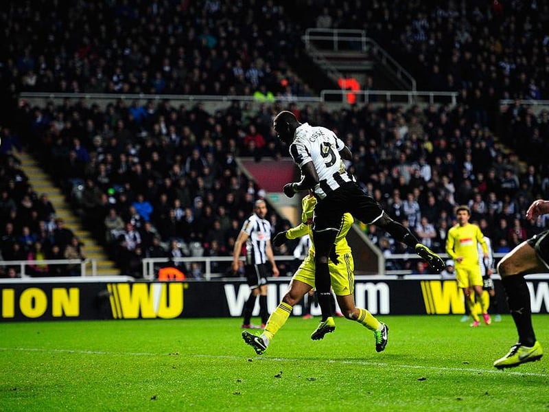 Papiss Cisse made a habit of scoring late-winners for a period at St James’s Park. His most memorable came in the Europa League against Anzhi Makhachkala to secure a 1-0 win. (Photo by Stu Forster/Getty Images)