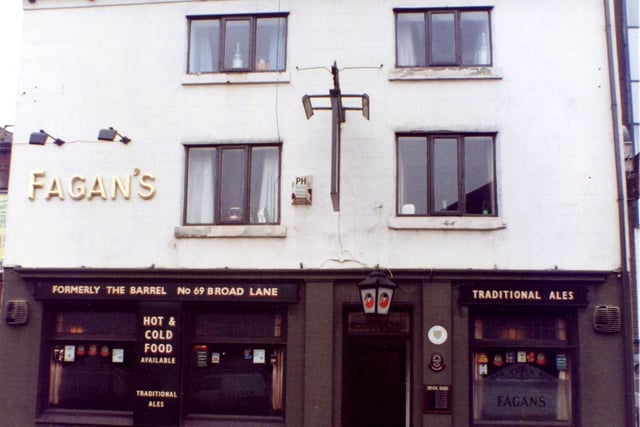 Fagan's Pub, on Broad Lane, Sheffield, has had only three licensees in the past 100 years, including ex-Bomber Command Joe Fagan, who ran it from 1947 to 1985. It features one of Sheffield artist Pete McKee's best-loved creations, The Snog, on one of its walls.