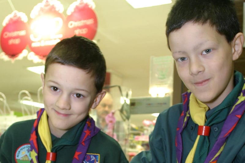 In 2007 scouts were in the Springs Centre, wrapping presents donated by the public. Pictured are Martyn and David Bonham of the Bowden Scouts and Cub pack from Chapel