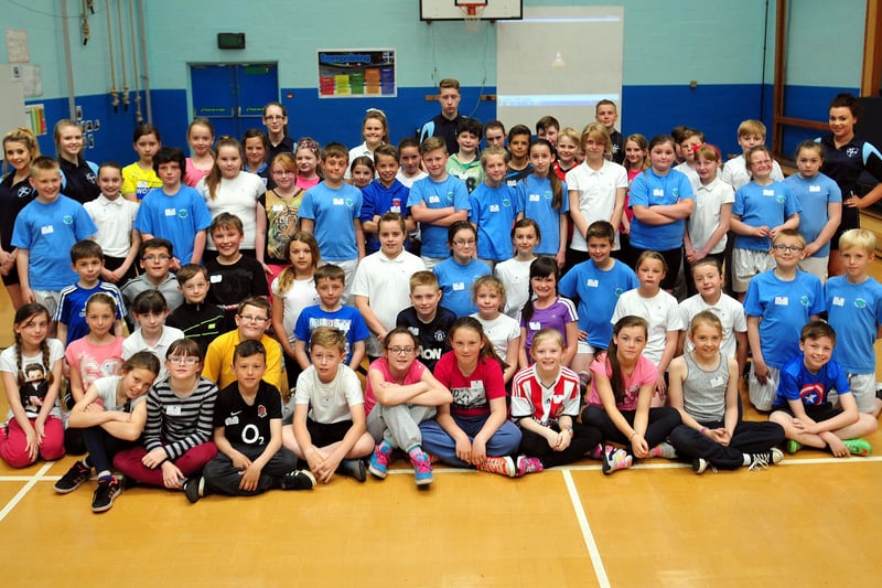 Sports leaders and primary school pupils taking part in the Playmaker event held at Wellfield Community School 7 years ago. Does this bring back happy memories?