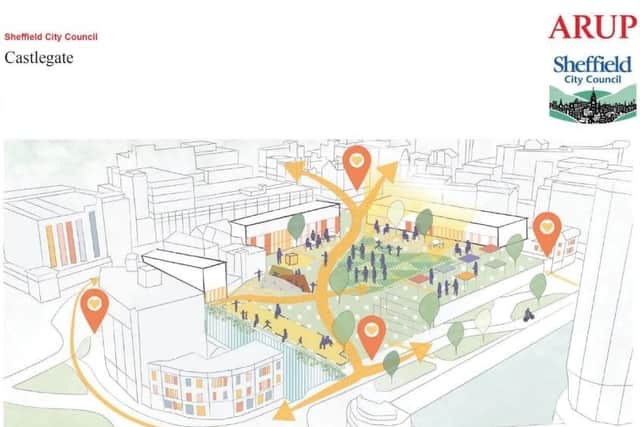 Sheffield City Council plans to transform the Castlegate area of the city. Councillors have delayed proposals to prioritise work on repairing two buildings and moving a project that has not been publicly identified into the scheme