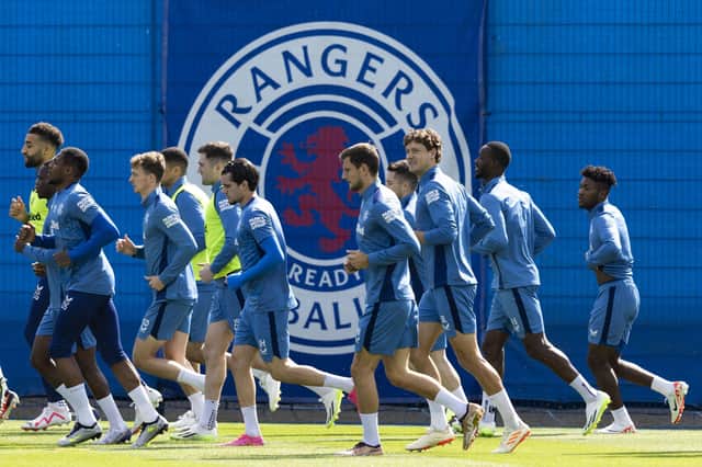 The Rangers squad prepares for Wednesday night's Champions League qualifier against Servette.
