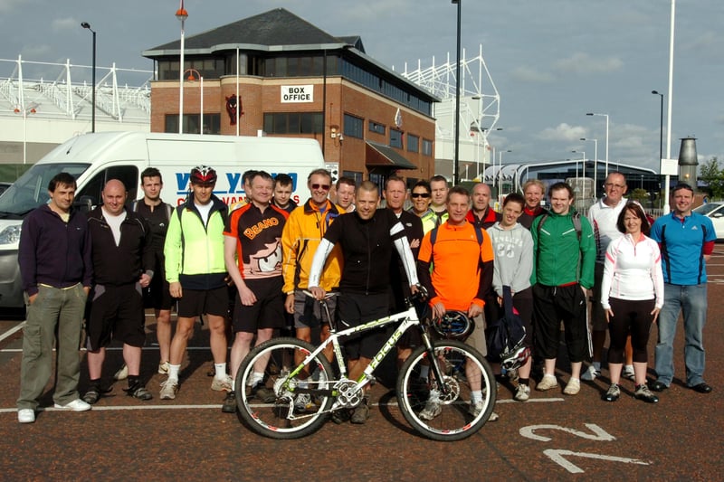 Cyclists from the Ready To Go forum were pictured as they set off on a Coast to Coast cycle ride from the Stadium of Light, 9 years ago. Were you among them?