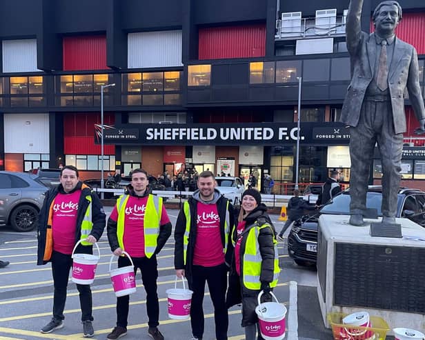 Gripple fundraisers outside Bramall Lane for the Sheffield United v Middlesbrough match