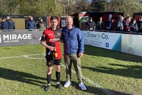 The Sheffield FC man of the match award went to James Baxendale and was presented by Ryan Prest, a relative to one of the club founders William Prest, who visited the from the US. Picture: @SheffieldFC