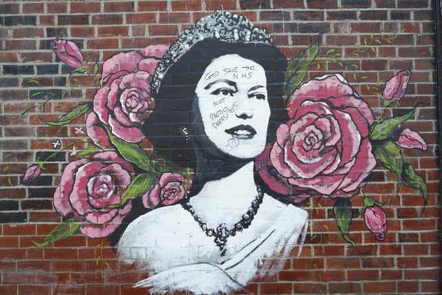 The mural of Queen Elizabeth II on the wall next to Blynk salon on Chesterfield Road, Sheffield, which has been vandalised. Picture Scott Merrylees