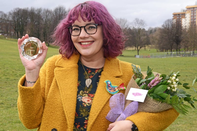 Sam Cleasby, pictured, winner of the Sarah McNulty Award for Creativity, is a broadcaster and business owner. She promotes positive body image and understanding of health issues through her blog