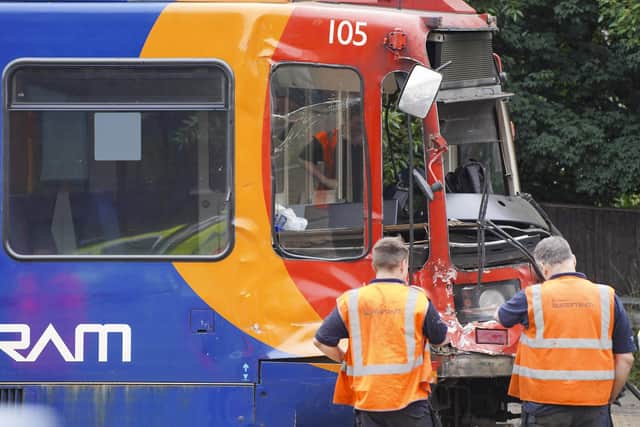 Supertram crash at Cricket Inn Road. Picture Scott Merrylees