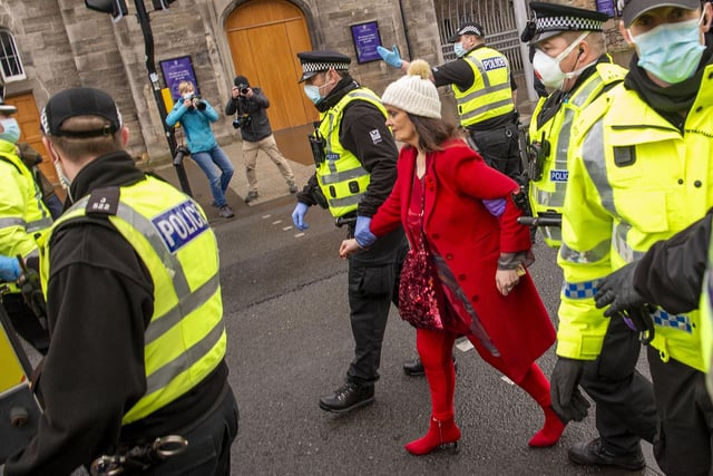 The First Minister said while she was a “passionate believer” in freedom of speech, assembly and the right to protest, “right now coming together in groups is putting people at risk, and frankly it's not an exaggeration to say it's putting people's lives at risk”.