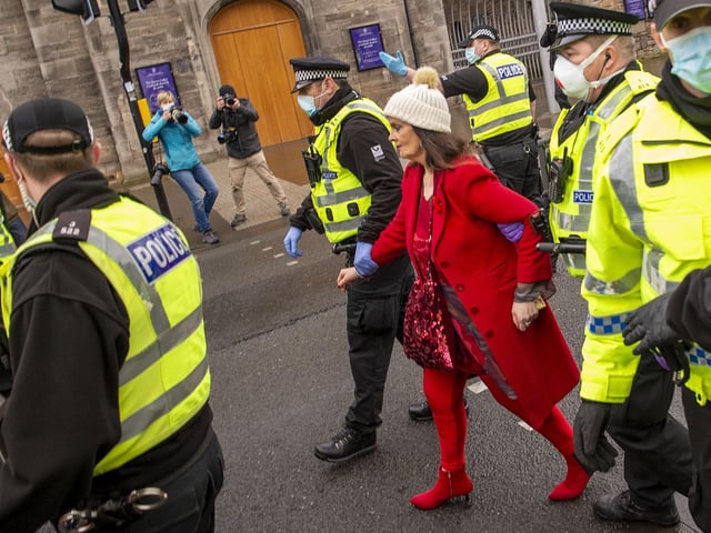 The First Minister said while she was a “passionate believer” in freedom of speech, assembly and the right to protest, “right now coming together in groups is putting people at risk, and frankly it's not an exaggeration to say it's putting people's lives at risk”.