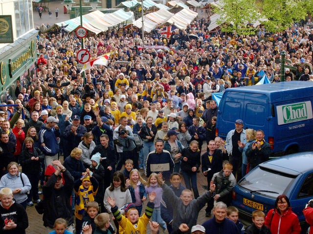 Stags fans turn out in droves to salute their promotion-winning team.