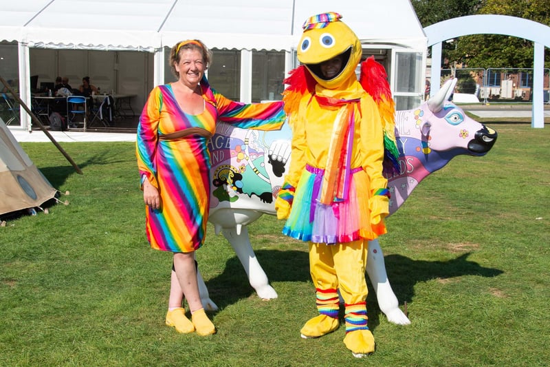 Winner of the Isle Of Wight Festival Fancy Dress Competition Donna Parkin and best friend Claire Swinburn
