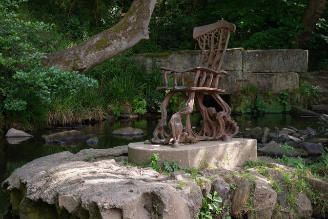 This steel chair in the Rivelin Valley is the work of Jason Thomson and blends in perfectly with its picturesque surroundings