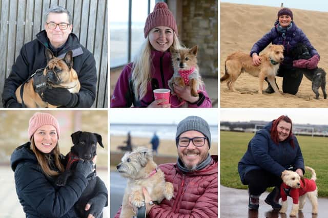 Happy people and happy dogs at South Shields seafront