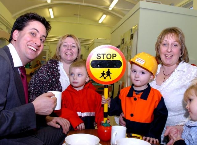 Children at Little Oaks Childcare Centre on it's opening day with special guest MP Ed Milliband. January 26, 2007.