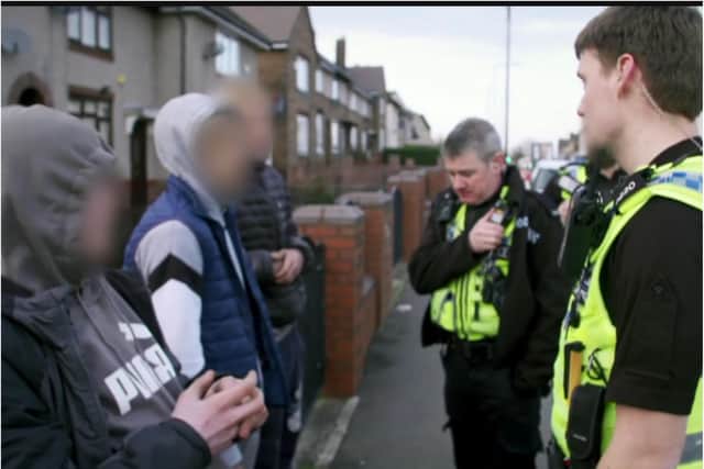 The teenage gang are detained in Parson Cross by police. (Photo: Channel 4).