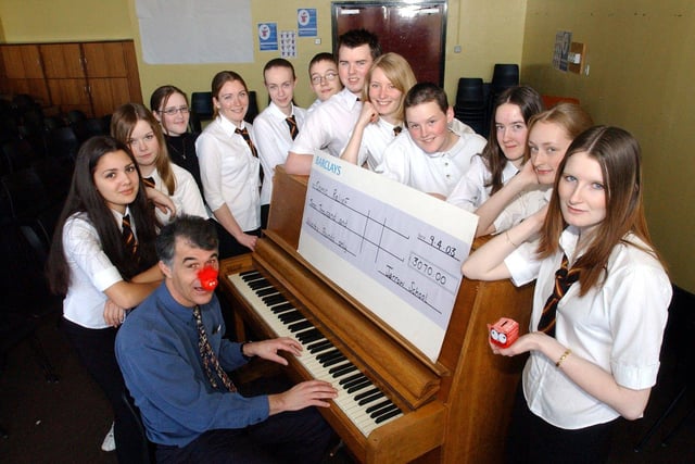 Teacher Rob Coulson and pupils raise money at Jarrow School.