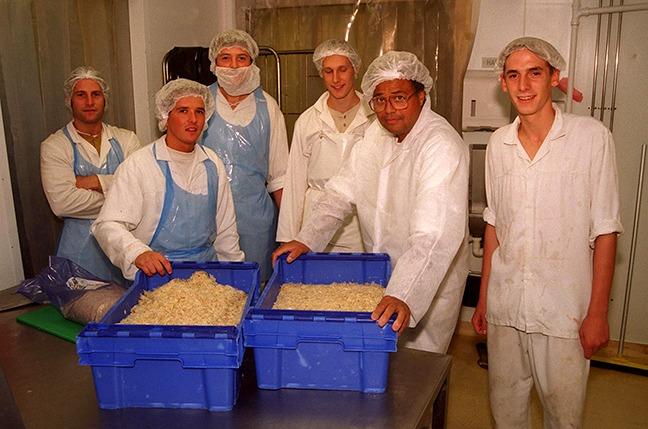 Pictured at Thomas Food Partnership, Meadowbrook Park, Mosborough, Sheffield, where staff are seen in the mixing preparation room, September 3, 1997