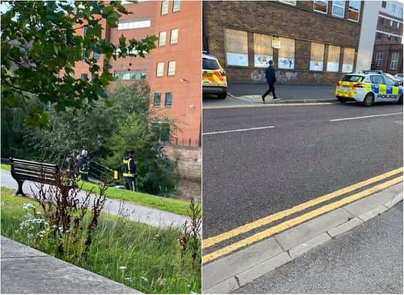 Emergency services were called out to Sheffield city centre this morning following concerns for the safety of a woman on a bridge