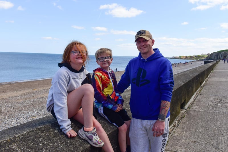 Dave Charlton of Horden with Isobel (8) and Isaac (6) went for a walk along Seaham beach on Saturday.