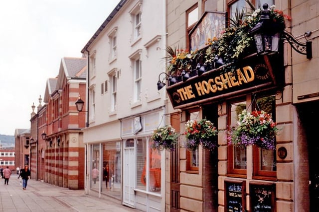 The Hogshead, on Orchard Street, in Sheffield city centre, in 1996. Its former names included the Museum, the Orchard and the Brewing Trough. It is said to have been the mortuary to the medical school.
