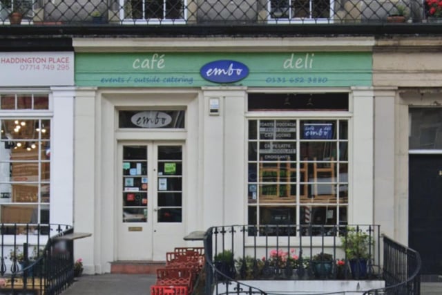 "Fantastic food, great coffee, really nice peeps!" said one reader about Embo Deli at 29 Haddington Place. This cafe serves up gourmet sandwiches and wraps, with rustic tables and local artwork on show.